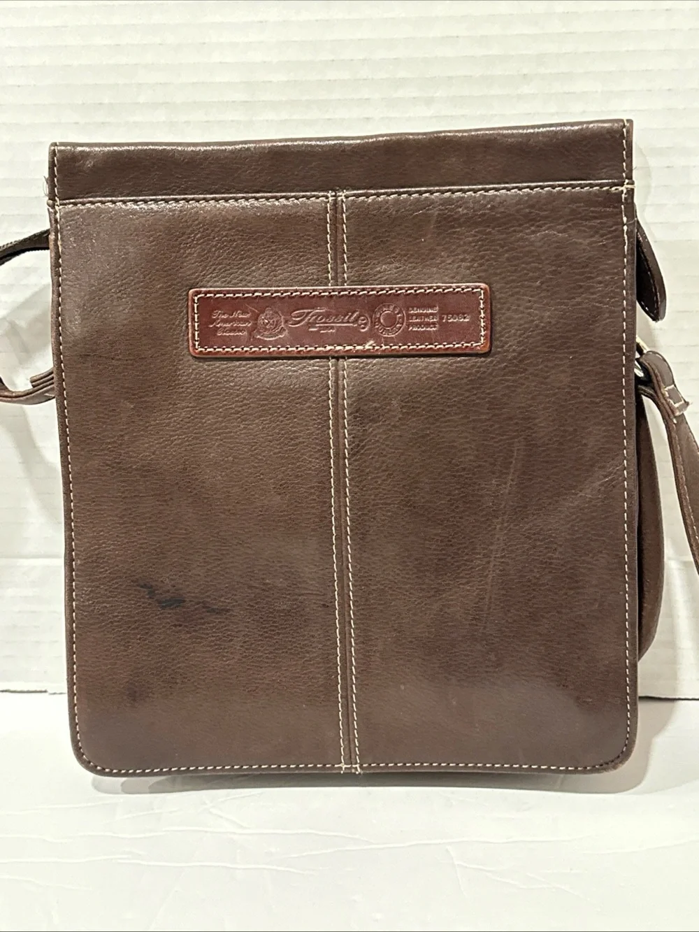 Fossil Brown Boho Leather Bag 75082 Classic Crossbody Messenger Vintage 90s 195
